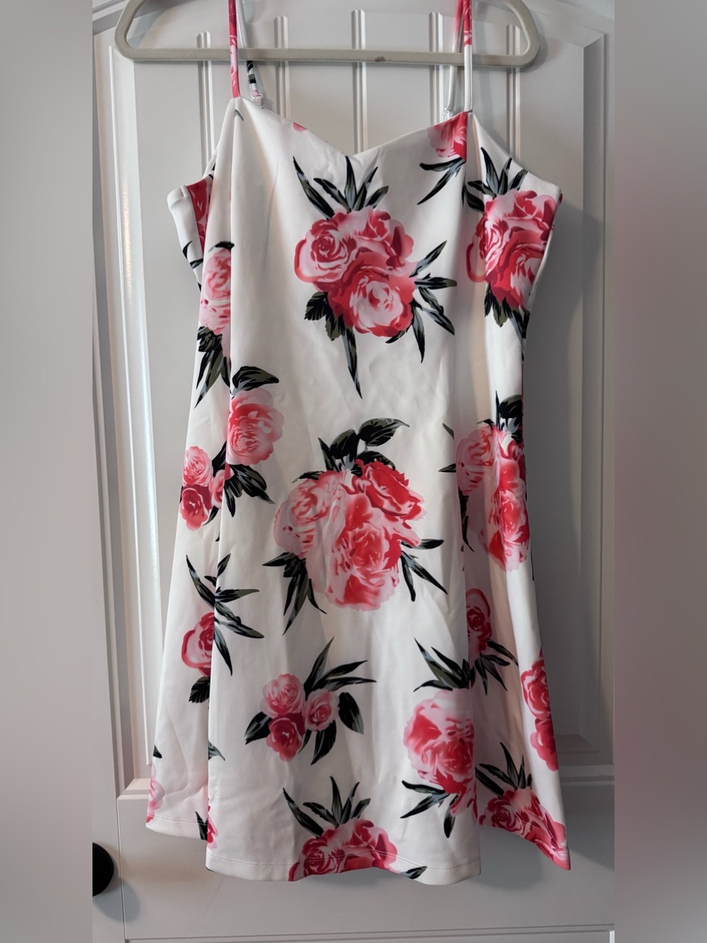 Lascana Floral Pink & White Midi Dress with Spaghetti Straps